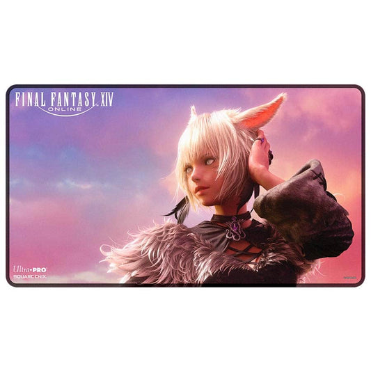 ULTRA PRO: FINAL FANTASY XIV: YSHTOLA PLAYMAT featuring a white-haired, cat-eared FFXIV character.