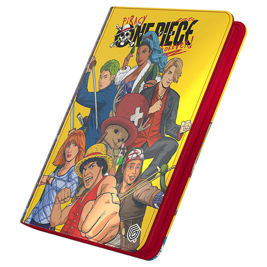 Yellow Zipfolio 360 Xenoskin portfolio with One Piece Crew design and pocket-pages.